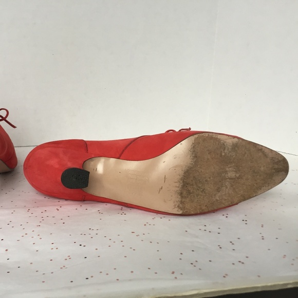 Vintage Norma Kamali Red Suede Laser Cut Oxford 8M - Picture 8 of 8
